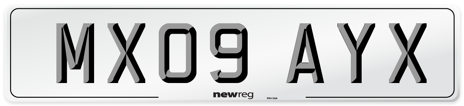 MX09 AYX Number Plate from New Reg